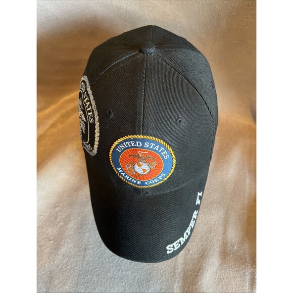 New United States Marine Corps Semper Fi Hat Cap Black Embroidered Adjustable - Picture 7 of 13